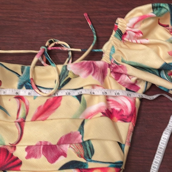 PatBO Pink, Yellow and Green Puff Sleeve Mini Sundress - Picture 7 of 11